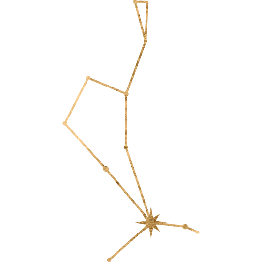 The constellation Boötes drawn in gold foil, with the star Arcturus marked at the Bear-guard, the herdsman's star.