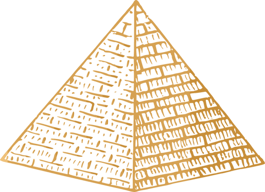 A pyramid drawn in gold line engraving, standing for the ordered sequence of planetary rulership.